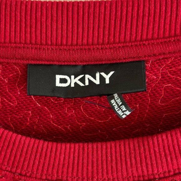 DKNY Red Sequin Cutout Pullover Sz M Christmas Holyday - Picture 5 of 11